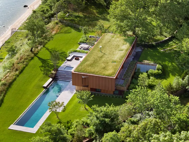 Modern Residential Architecture with Green Roof, minimal, organic, earthy