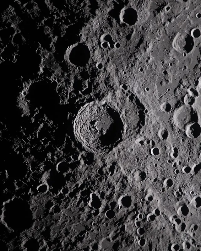 Lunar Surface Crater, photographic, monochrome, monochrome