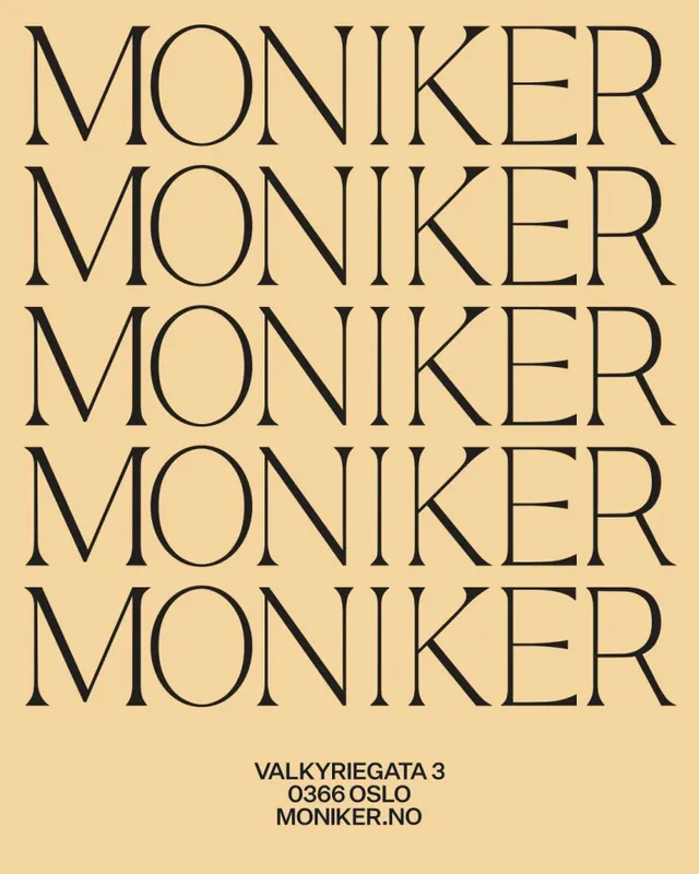 MONIKER Wordmark Identity, minimal, swiss, high-contrast