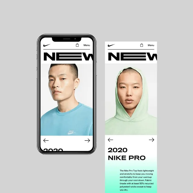 Nike Pro App UI Mockup, minimal, corporate-clean, light