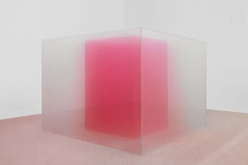 Translucent Pink Cube Render, minimal, glassmorphism, vibrant