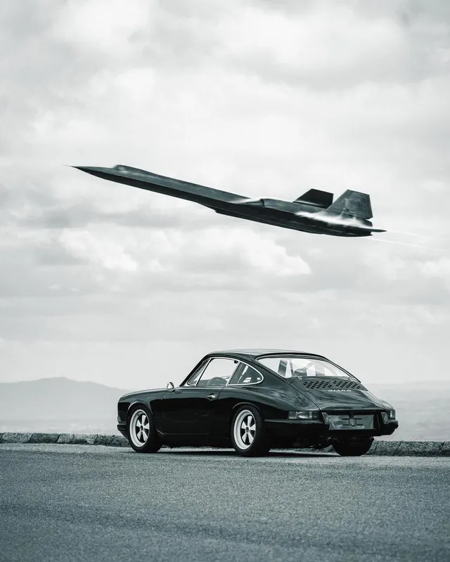 Vintage Aircraft and Car Composition, monochrome, photographic, monochrome