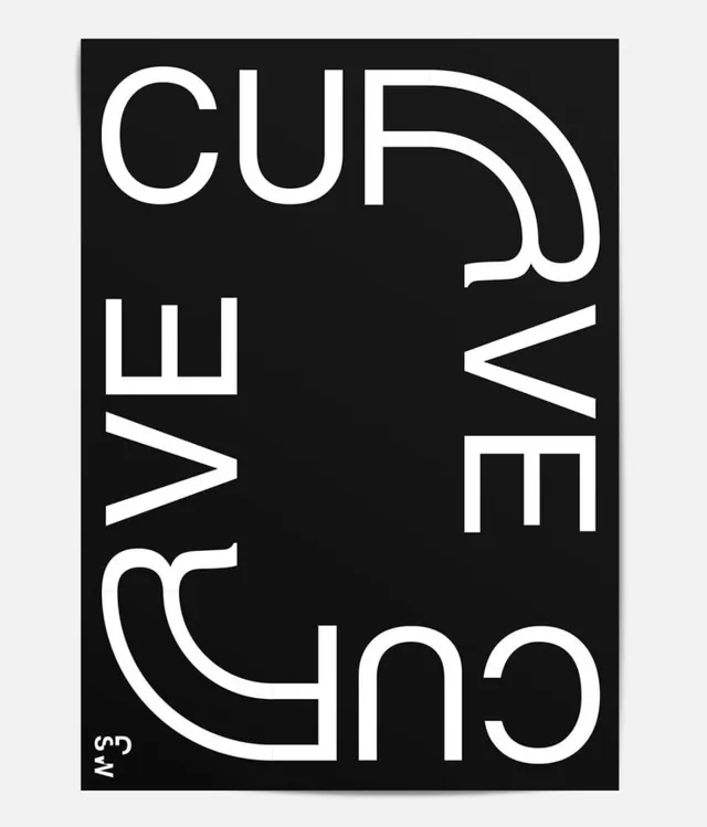 CURVE Wordmark Design, minimal, monochrome, high-contrast