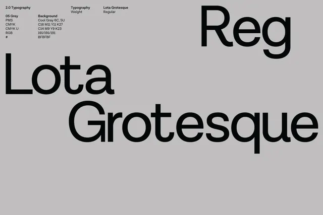 Lota Grotesque Type Specimen, minimal, swiss, monochrome
