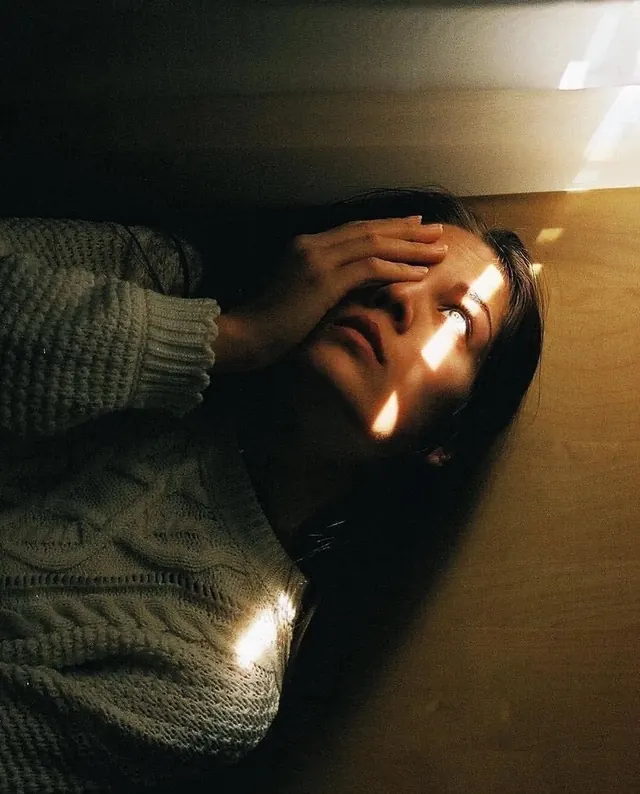 Cinematic Portrait with Light Leak, photographic, dark-mode, dark