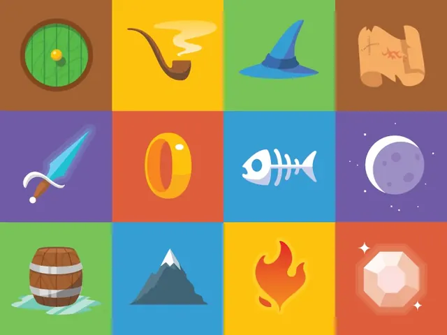 Abstract Geometric Icon Grid, flat, minimal, vibrant