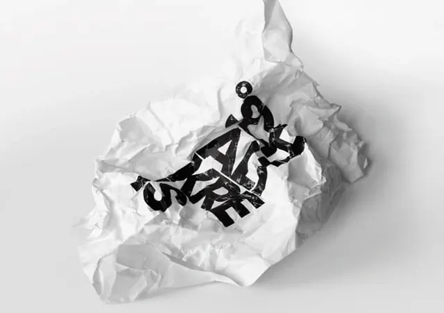 Crinkled Paper Typography Mockup, minimal, monochrome, monochrome