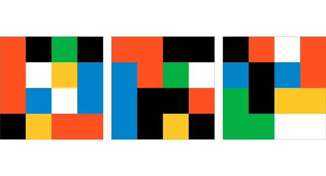 Geometric Color Block Grid, minimal, swiss, vibrant