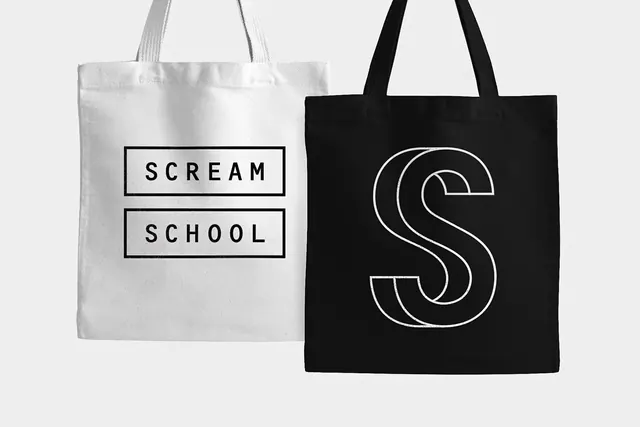 Minimalist Typography Tote Bag Mockup, minimal, swiss, monochrome