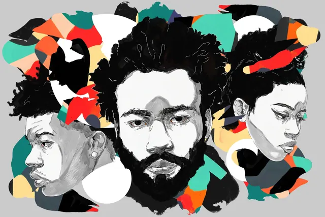 Collage Portrait Illustration, maximalist, playful, vibrant