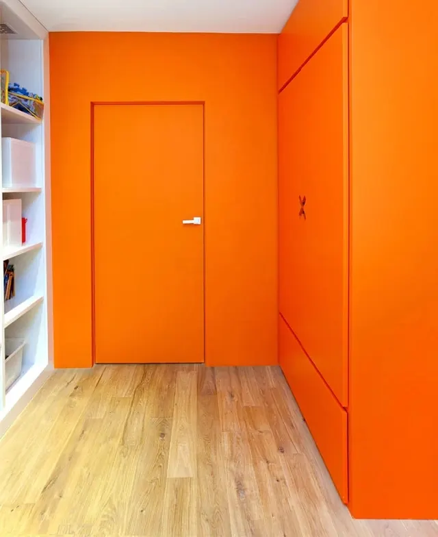 Minimalist Orange Interior Design, minimal, geometric, vibrant