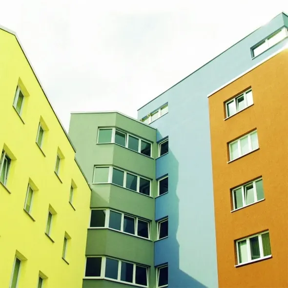 Colorful Geometric Architecture, geometric, flat, vibrant