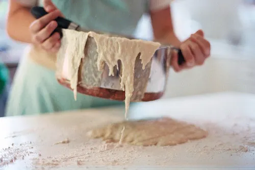Dough Pouring Photograph, photographic, organic, muted