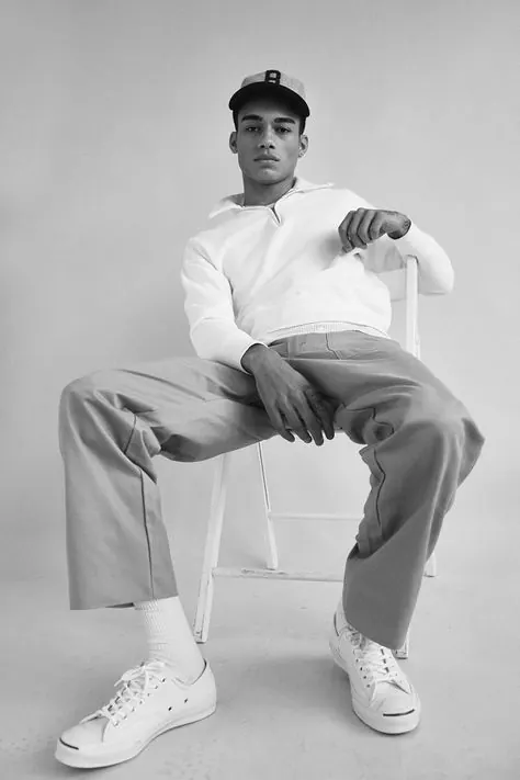 Male Model in Streetwear Fashion Photography, minimal, monochrome, monochrome