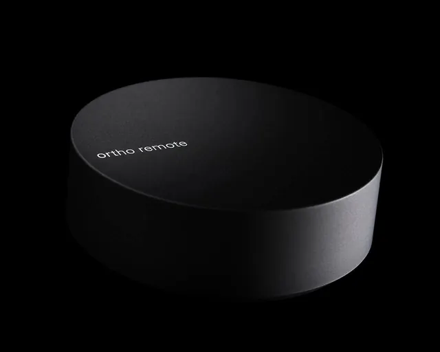 Ortho Remote product render, minimal, dark-mode, dark