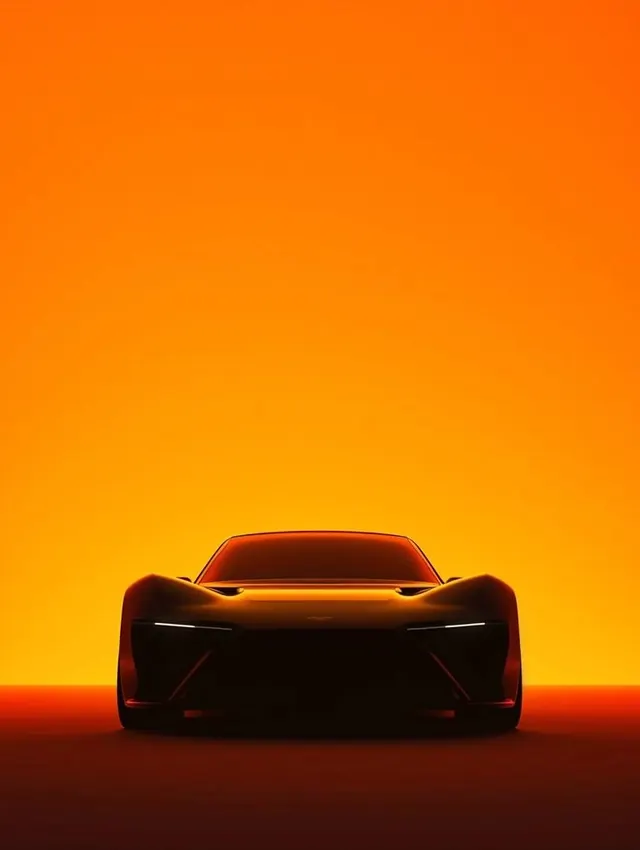 Orange Sports Car Silhouette, minimal, luxury, vibrant