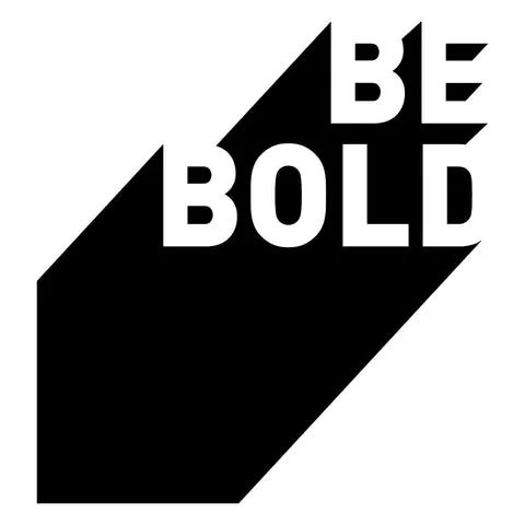 BE BOLD Wordmark, minimal, brutalist, high-contrast