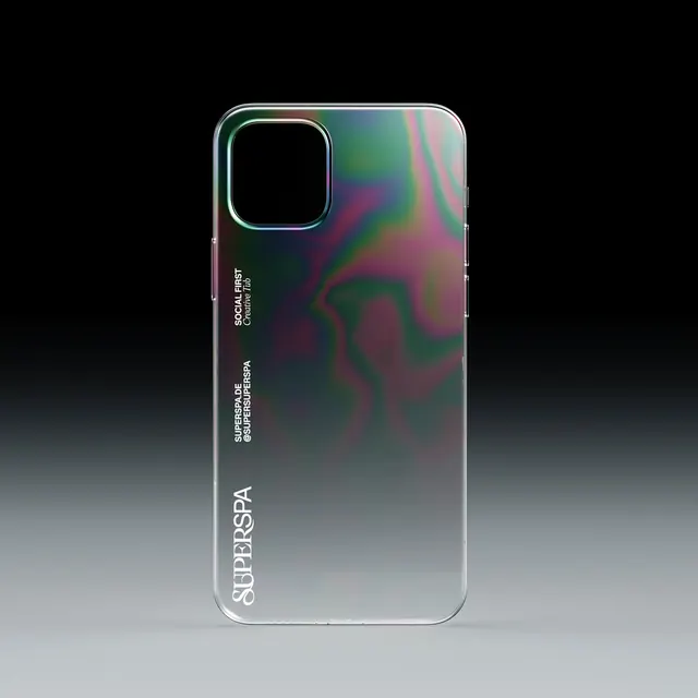 Iridescent Smartphone Mockup, gradient-heavy, abstract, vibrant