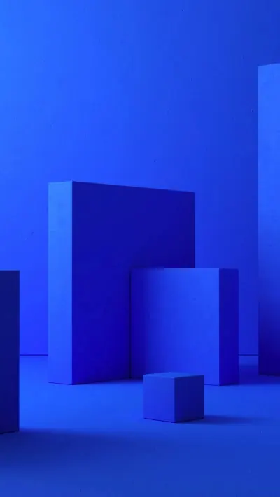 Blue Geometric 3D Blocks, minimal, geometric, cool