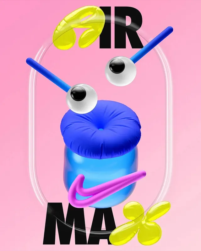 Abstract Eye and Text Graphic, playful, y2k, vibrant