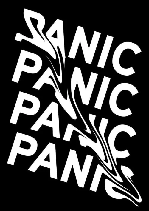 Panic Wordmark Design, brutalist, neo-brutalist, monochrome