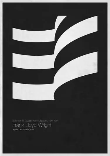Frank Lloyd Wright Exhibition Poster, minimal, swiss, monochrome