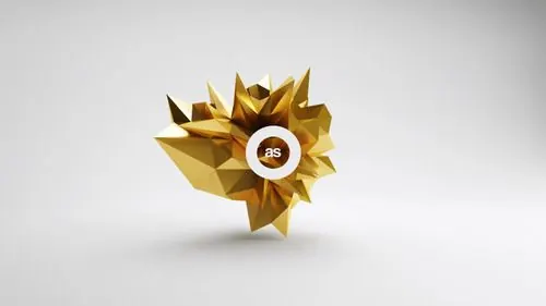 3D Gold Geometric Logo with Sphere, 3d-render, luxury, warm