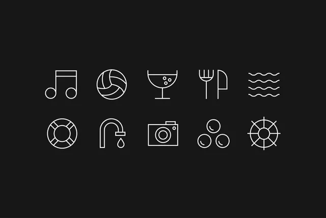 Minimalist Line Art Icon Set, minimal, monochrome, dark