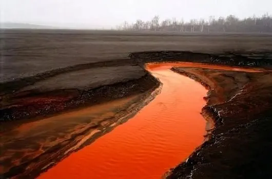 Orange River in Dark Landscape, photographic, organic, high-contrast