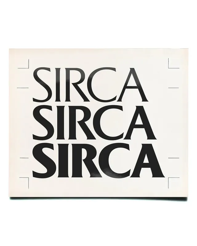 SIRCA Wordmark Identity, minimal, swiss, monochrome