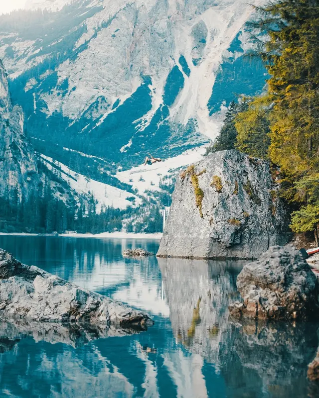 Alpine Lake Landscape, photographic, organic, cool
