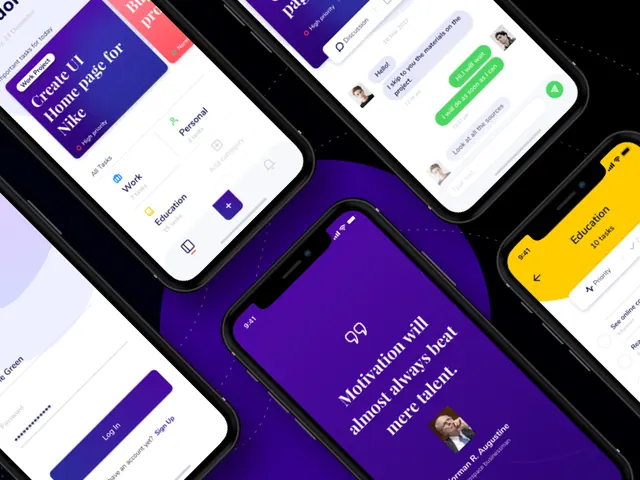 Mobile App UI Design Mockup, minimal, dark-mode, dark