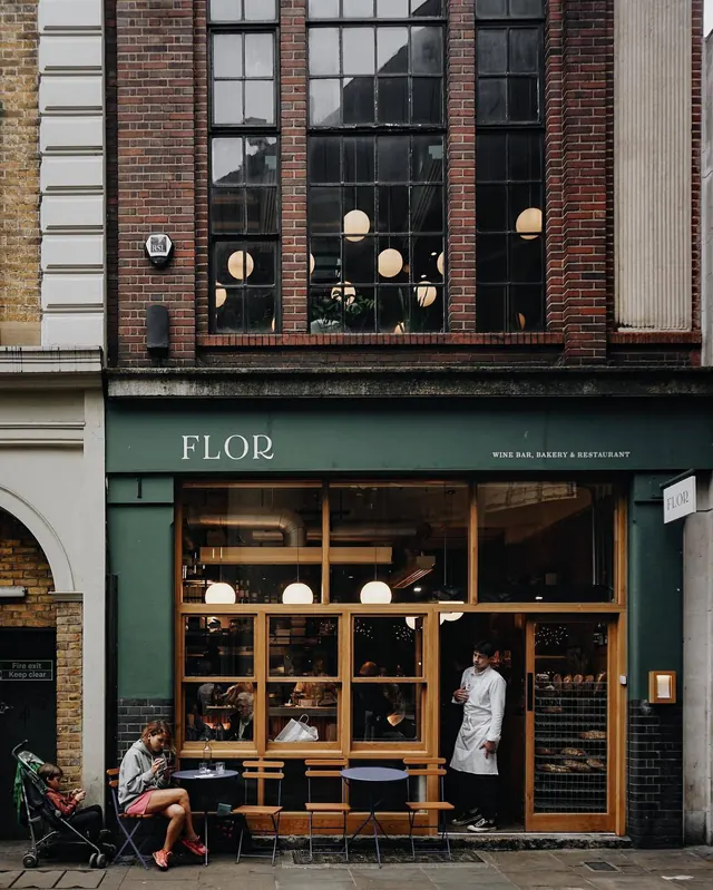FLOR Retail Storefront, photographic, minimal, dark