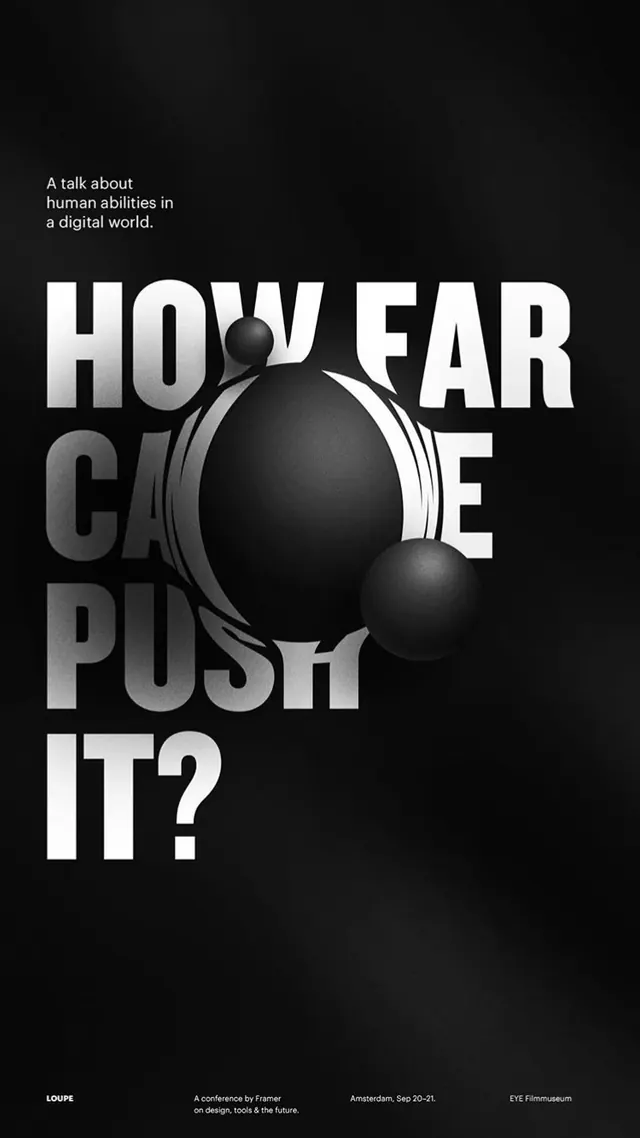 How Far Can You Push It? Typography Poster, minimal, brutalist, monochrome