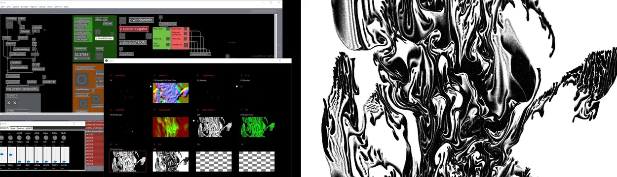 Data Visualization and Abstract Fluidity Design, dark-mode, technical, dark