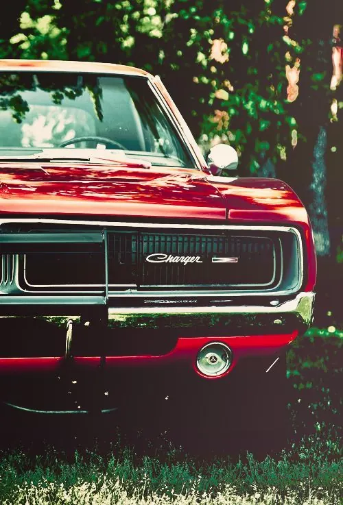 Classic Red Dodge Charger, photographic, retro, vibrant