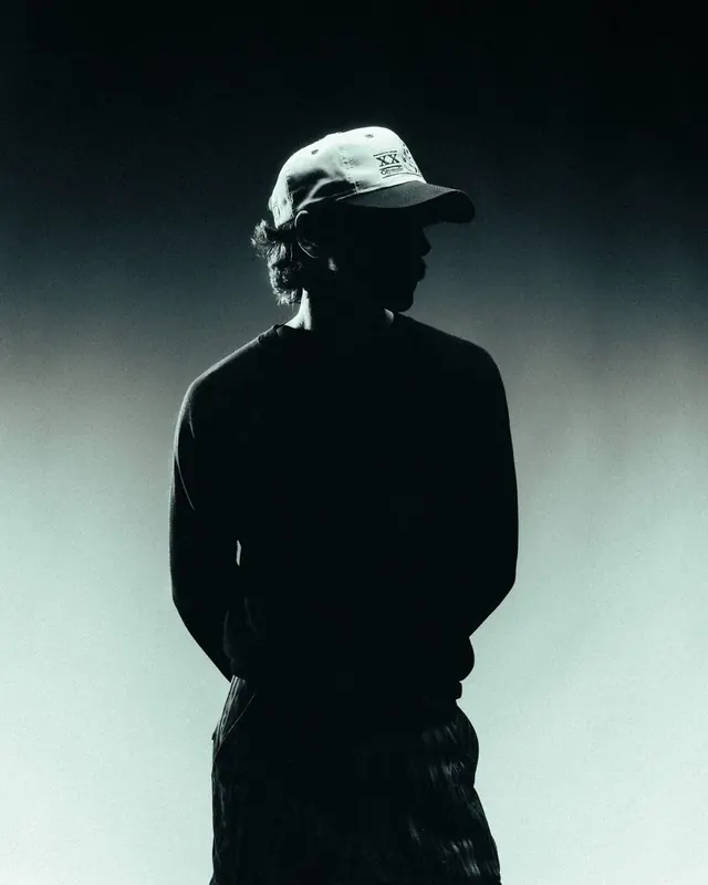 Silhouette of Person in Cap, minimal, monochrome, monochrome