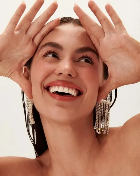 Woman with Large Earrings Portrait, photographic, luxury, warm