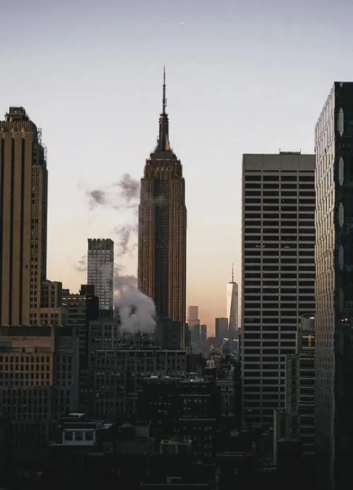 New York City Skyline at Dusk, photographic, minimal, muted