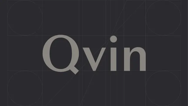 Qvin Wordmark Design, minimal, dark-mode, dark