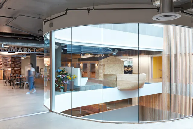 Modern Office Interior with Glass Partition, minimal, corporate-clean, light