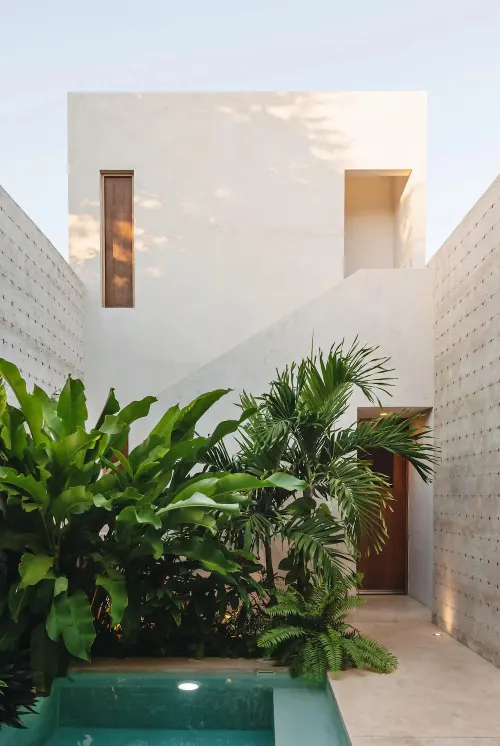 Modernist Courtyard Architecture, minimal, photographic, light