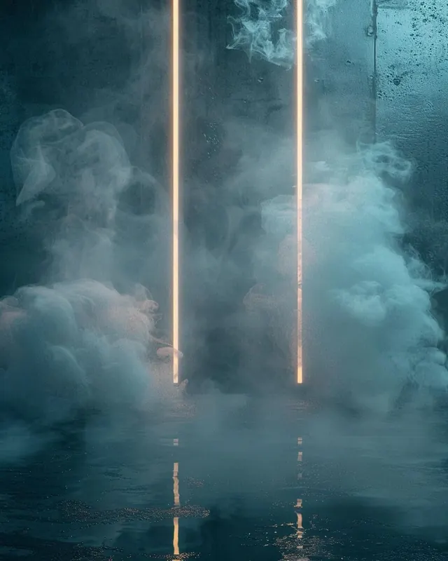 Vertical Light Beams in Mist, minimal, abstract, dark