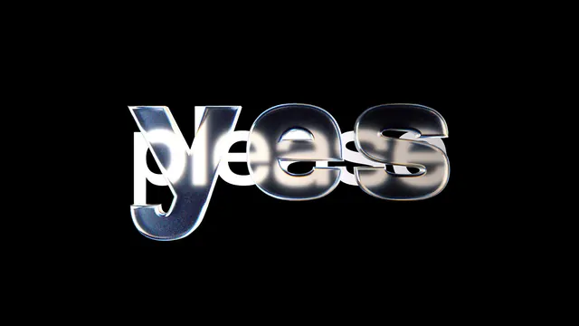 3D Metallic Wordmark 'please, 3d-render, luxury, dark