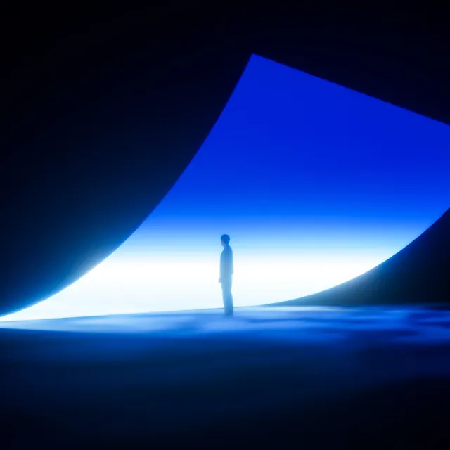 Silhouette in Blue Light, minimal, abstract, dark