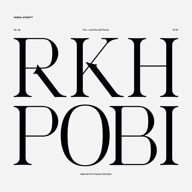 Hardal Studio RKH POBI type specimen, minimal, swiss, light