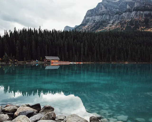 Alpine Lake Landscape, photographic, organic, cool