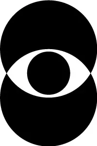Minimal overlapping-circles eye mark, minimal, geometric, monochrome