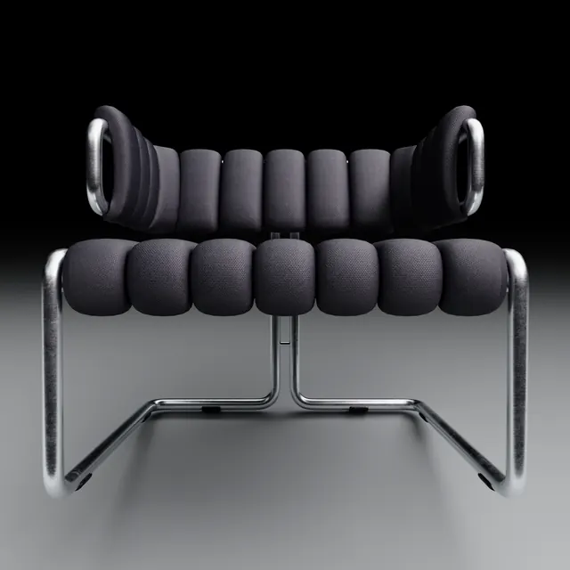 3D Render of a Modular Padded Bench, minimal, luxury, dark