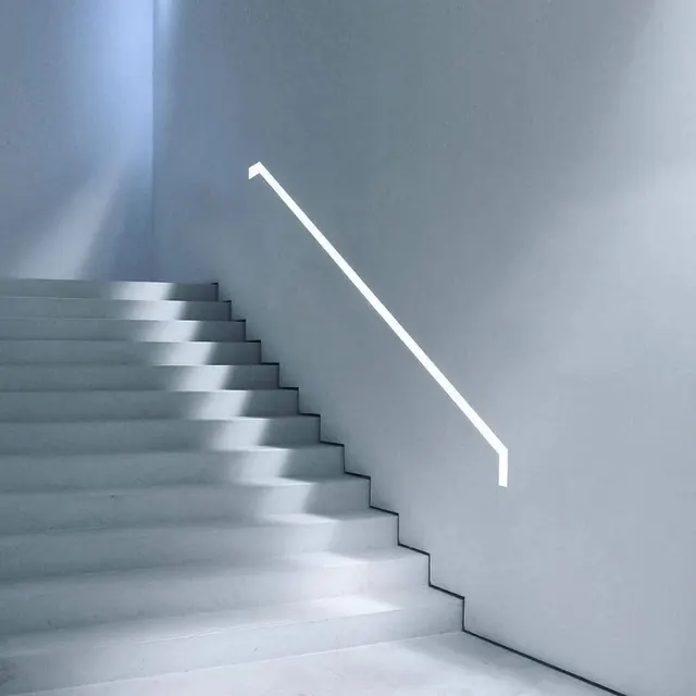 Minimalist Staircase with Linear Light, minimal, geometric, light